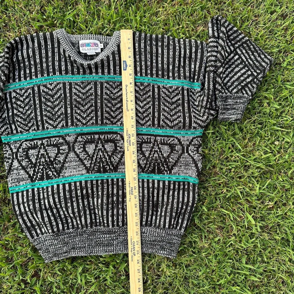 Gizmo Mens Large 90s‎ Coogi Style Ed Bassmaster Geometric Knit Cosby Dad Sweater